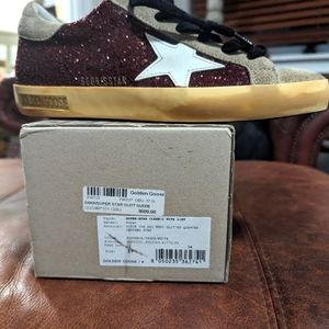 Golden Gouse purple glitter new in box sneakers